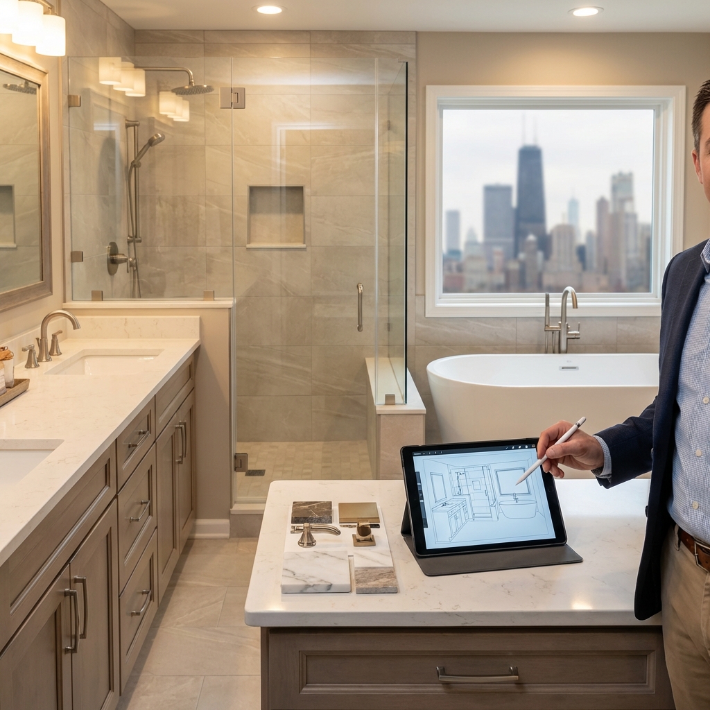 Luxurious bathroom with premium finishes and modern fixtures