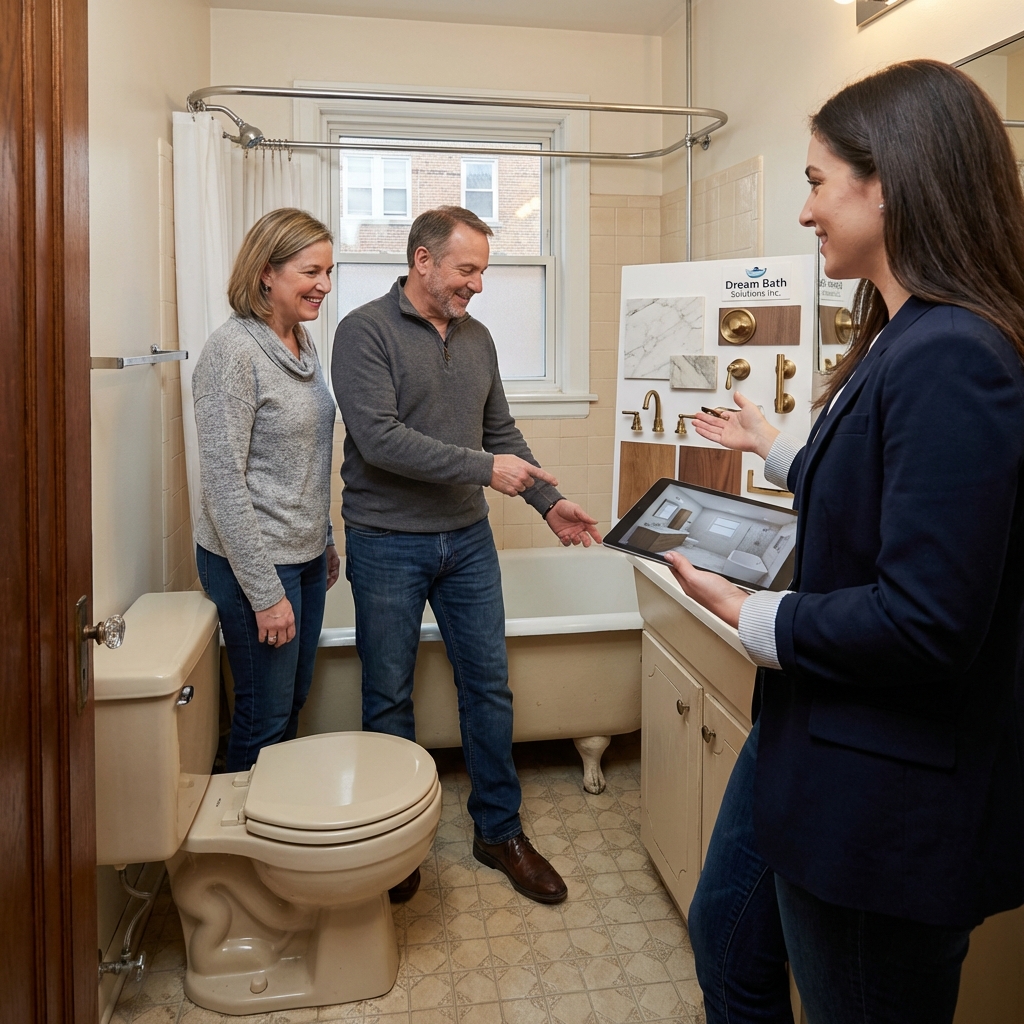 Elegant bathroom transformation featuring premium materials and expert craftsmanship