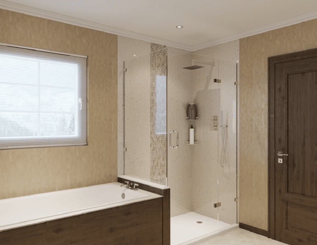 Beautiful shower enclosure in Starry Trails color and design.