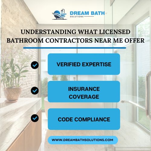 Dream Bath Solutions image listing verified expertise, insurance coverage, and code compliance from licensed bathroom contractors near me.