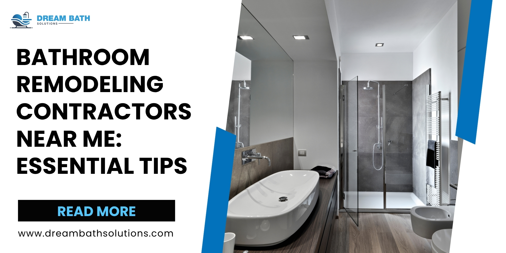 A modern bathroom featuring sleek design elements like tubs and showers by bathroom remodeling contractors near me.